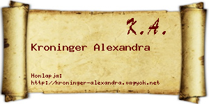 Kroninger Alexandra névjegykártya
